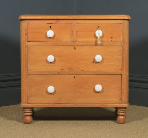 fig 2. Small Antique English Victorian Pine Chest of Drawers (Circa 1860)