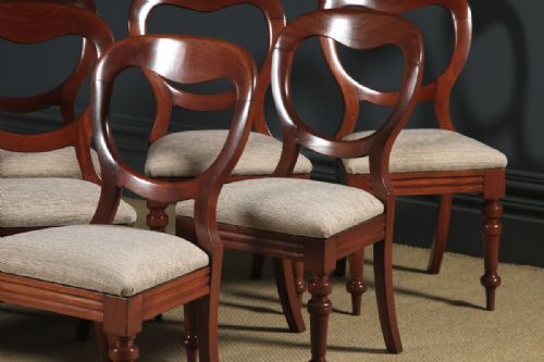 fig 5. Antique English Victorian Set of 12 Twelve Mahogany Balloon Back Dining Chairs (Circa 1860)