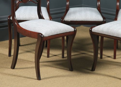 fig 3. Antique English Georgian Regency Set of Five 5 Mahogany Rope Twist Dining Chairs (Circa 1820)