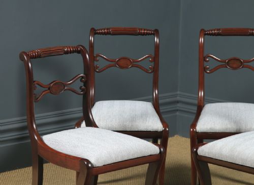 fig 4. Antique English Georgian Regency Set of Five 5 Mahogany Rope Twist Dining Chairs (Circa 1820)