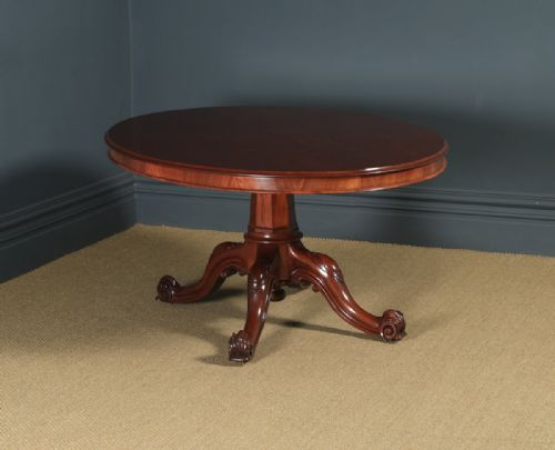 fig 6. Antique English Victorian Mahogany Tilt Top Oval Dining Breakfast Loo Centre Table (Circa 1860)