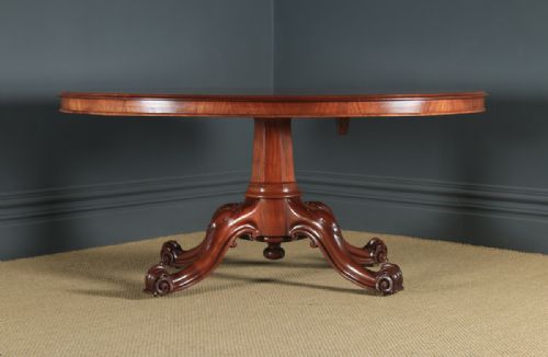 fig 7. Antique English Victorian Mahogany Tilt Top Oval Dining Breakfast Loo Centre Table (Circa 1860)