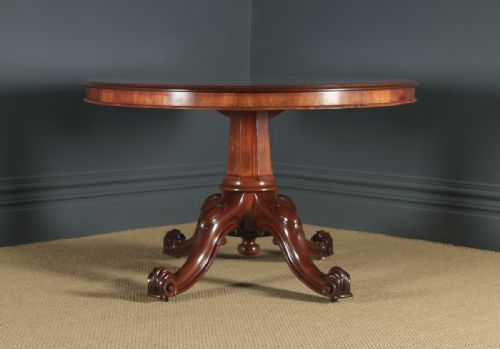 fig 8. Antique English Victorian Mahogany Tilt Top Oval Dining Breakfast Loo Centre Table (Circa 1860)