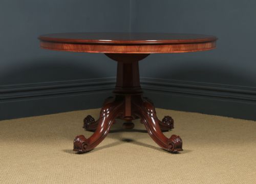 fig 5. Antique English Victorian Mahogany Tilt Top Oval Dining Breakfast Loo Centre Table (Circa 1860)