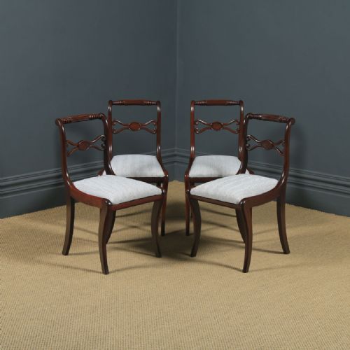 Antique English Georgian Regency Set of Four 4 Mahogany Rope Twist Dining Chairs (Circa 1820)