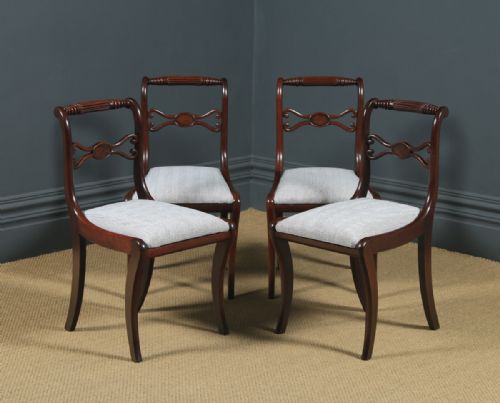 fig 1. Antique English Georgian Regency Set of Four 4 Mahogany Rope Twist Dining Chairs (Circa 1820)