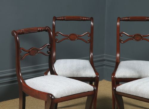 fig 3. Antique English Georgian Regency Set of Four 4 Mahogany Rope Twist Dining Chairs (Circa 1820)