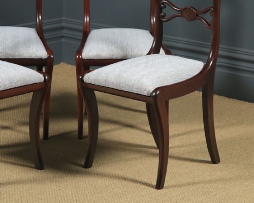 fig 5. Antique English Georgian Regency Set of Four 4 Mahogany Rope Twist Dining Chairs (Circa 1820)