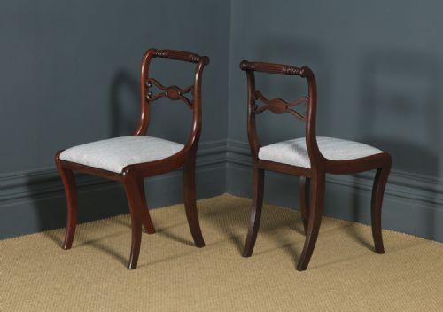 fig 6. Antique English Georgian Regency Set of Four 4 Mahogany Rope Twist Dining Chairs (Circa 1820)
