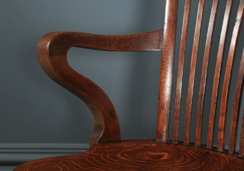 fig 4. Antique English Edwardian Oak Office Desk Arm Chair (Circa 1910)