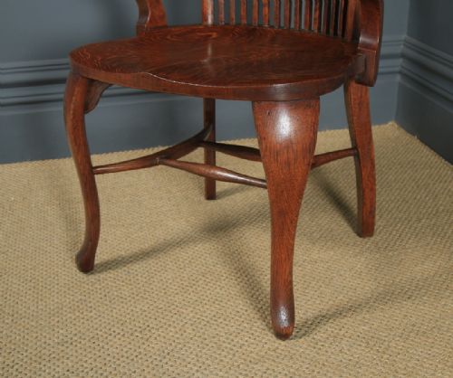 fig 5. Antique English Edwardian Oak Office Desk Arm Chair (Circa 1910)