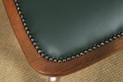 fig 6. Antique English Edwardian Beech & Green Leather Revolving Office Desk Side Chair (Circa 1910)