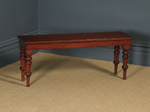 Antique English Victorian Mahogany Window / Hall Bench / Stool / Seat (Circa 1850)