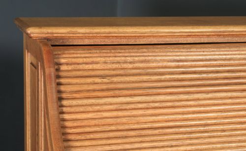 fig 4. Large Antique English Edwardian 5ft Oak Roll Top Pedestal Office Writing Desk (Circa 1910)