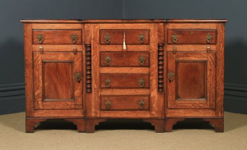 fig 2. Antique Welsh Anglesey Breakfront Georgian Oak, Mahogany & Fruitwood Side board Dresser Base (Circa 1820)