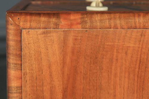 fig 5. Antique Pair of English Art Deco Figured Walnut Bedside Chest Tables Nightstands (Circa 1930)