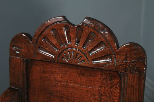 fig 6. Antique English 17th Century Solid Oak Joined Wainscot Hall Arm Chair (Circa 1680)