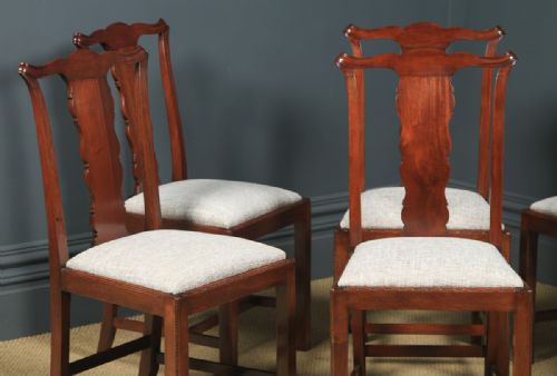 fig 1. Antique English Set of Six 6 Georgian Style Victorian Mahogany Dining Chairs (Circa 1880)