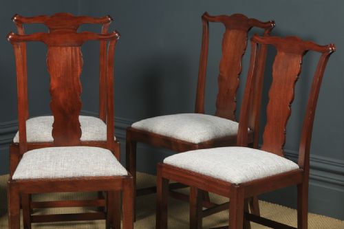 fig 2. Antique English Set of Six 6 Georgian Style Victorian Mahogany Dining Chairs (Circa 1880)