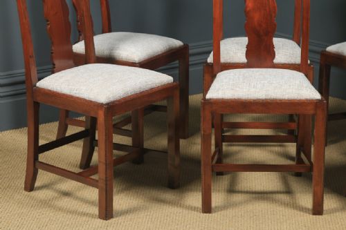 fig 4. Antique English Set of Six 6 Georgian Style Victorian Mahogany Dining Chairs (Circa 1880)
