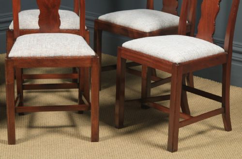 fig 5. Antique English Set of Six 6 Georgian Style Victorian Mahogany Dining Chairs (Circa 1880)
