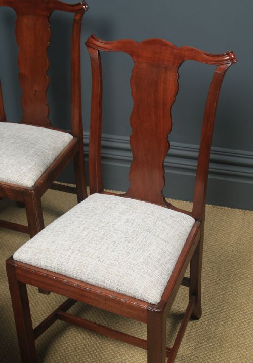fig 6. Antique English Set of Six 6 Georgian Style Victorian Mahogany Dining Chairs (Circa 1880)