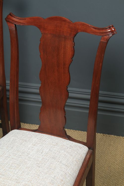 fig 7. Antique English Set of Six 6 Georgian Style Victorian Mahogany Dining Chairs (Circa 1880)
