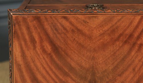 fig 5. Antique Pair of English Queen Anne Style Flame Mahogany Bedside Cupboards Nightstands (Circa 1930)