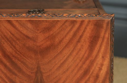 fig 6. Antique Pair of English Queen Anne Style Flame Mahogany Bedside Cupboards Nightstands (Circa 1930)