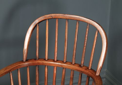 fig 3. Antique English Single Victorian Ash & Elm Windsor Stick & Hoop Back Kitchen Dining Arm Chair (Circa 1840)