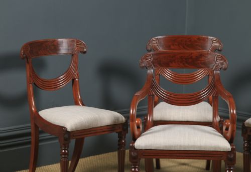fig 1. Antique English Georgian Regency Set of Four 4 Mahogany Trafalgar Dining Chairs (Circa 1820)