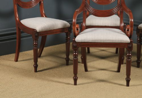 fig 2. Antique English Georgian Regency Set of Four 4 Mahogany Trafalgar Dining Chairs (Circa 1820)