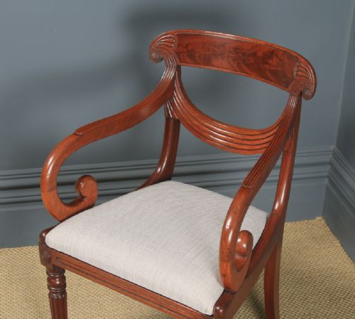 fig 3. Antique English Georgian Regency Set of Four 4 Mahogany Trafalgar Dining Chairs (Circa 1820)