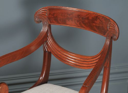 fig 6. Antique English Georgian Regency Set of Four 4 Mahogany Trafalgar Dining Chairs (Circa 1820)
