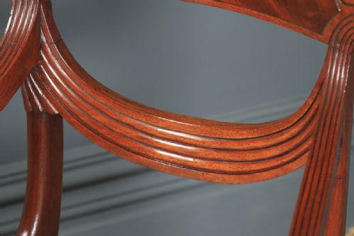 fig 7. Antique English Georgian Regency Set of Four 4 Mahogany Trafalgar Dining Chairs (Circa 1820)