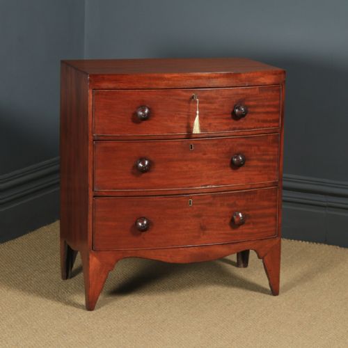 Small Antique English Georgian Regency Mahogany Bow Front Chest of Drawers (Circa 1820)