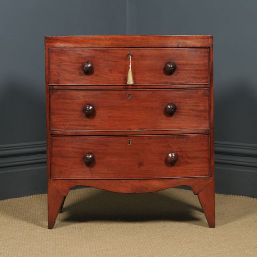 fig 1. Small Antique English Georgian Regency Mahogany Bow Front Chest of Drawers (Circa 1820)