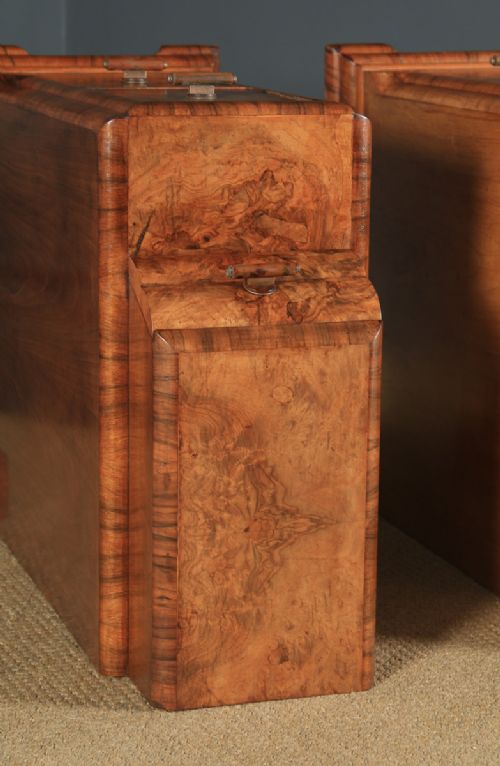 fig 3. Antique English Pair of Art Deco Burr Walnut Bedside Chests (Circa 1930)