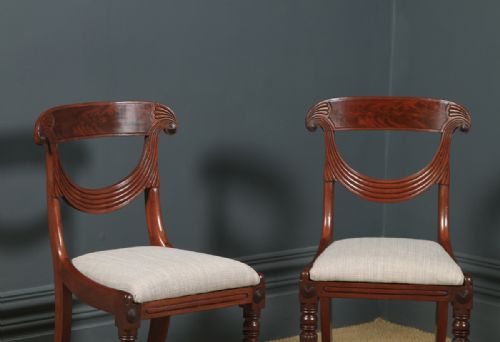 fig 1. Antique English Georgian Regency Pair Two Mahogany Trafalgar Dining Chairs (Circa 1820)