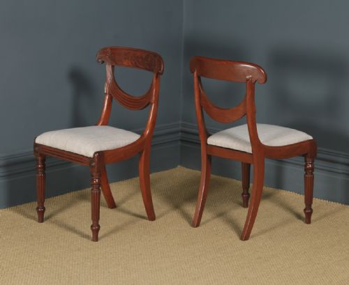 fig 5. Antique English Georgian Regency Pair Two Mahogany Trafalgar Dining Chairs (Circa 1820)