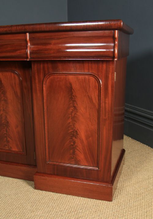 fig 2. Antique English Victorian Flame Mahogany Four Door Sideboard Chiffonier Cabinet (Circa 1840)