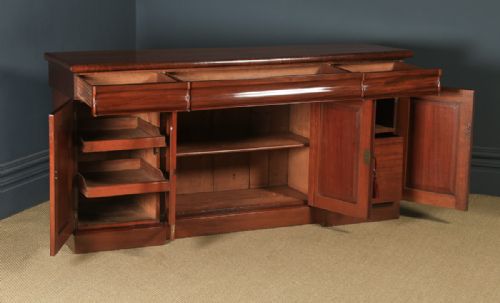 fig 4. Antique English Victorian Flame Mahogany Four Door Sideboard Chiffonier Cabinet (Circa 1840)
