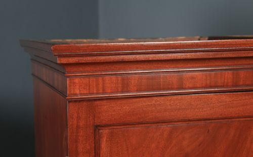 fig 2. Antique English Georgian Figured Mahogany Linen Press Chest Wardrobe (Circa 1800)