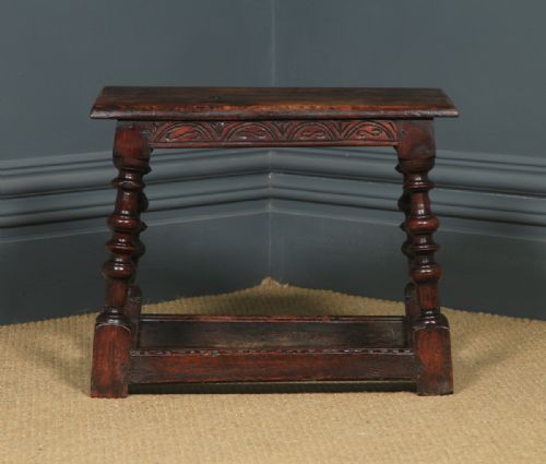 fig 2. Antique English Carolean Style Oak Joint Stool (Circa 1780 - 1800)