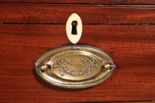 fig 4. Antique English Georgian Regency Figured Mahogany Inlaid Linen Press Chest Wardrobe (Circa 1820)