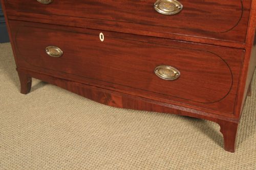 fig 5. Antique English Georgian Regency Figured Mahogany Inlaid Linen Press Chest Wardrobe (Circa 1820)