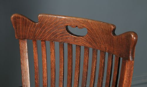 fig 6. Antique English Edwardian Oak & Green Leather Revolving Office Desk Arm Chair (Circa 1910)