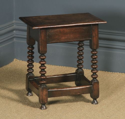 fig 1. Antique English 17th Style Oak Joint Stool (Circa 1910)
