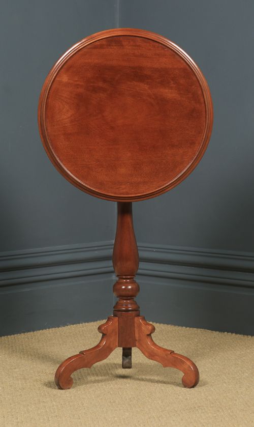 fig 2. Small Antique English Victorian Mahogany Tripod Circular Pedestal Wine Table (Circa 1850)