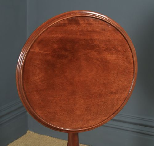 fig 4. Small Antique English Victorian Mahogany Tripod Circular Pedestal Wine Table (Circa 1850)